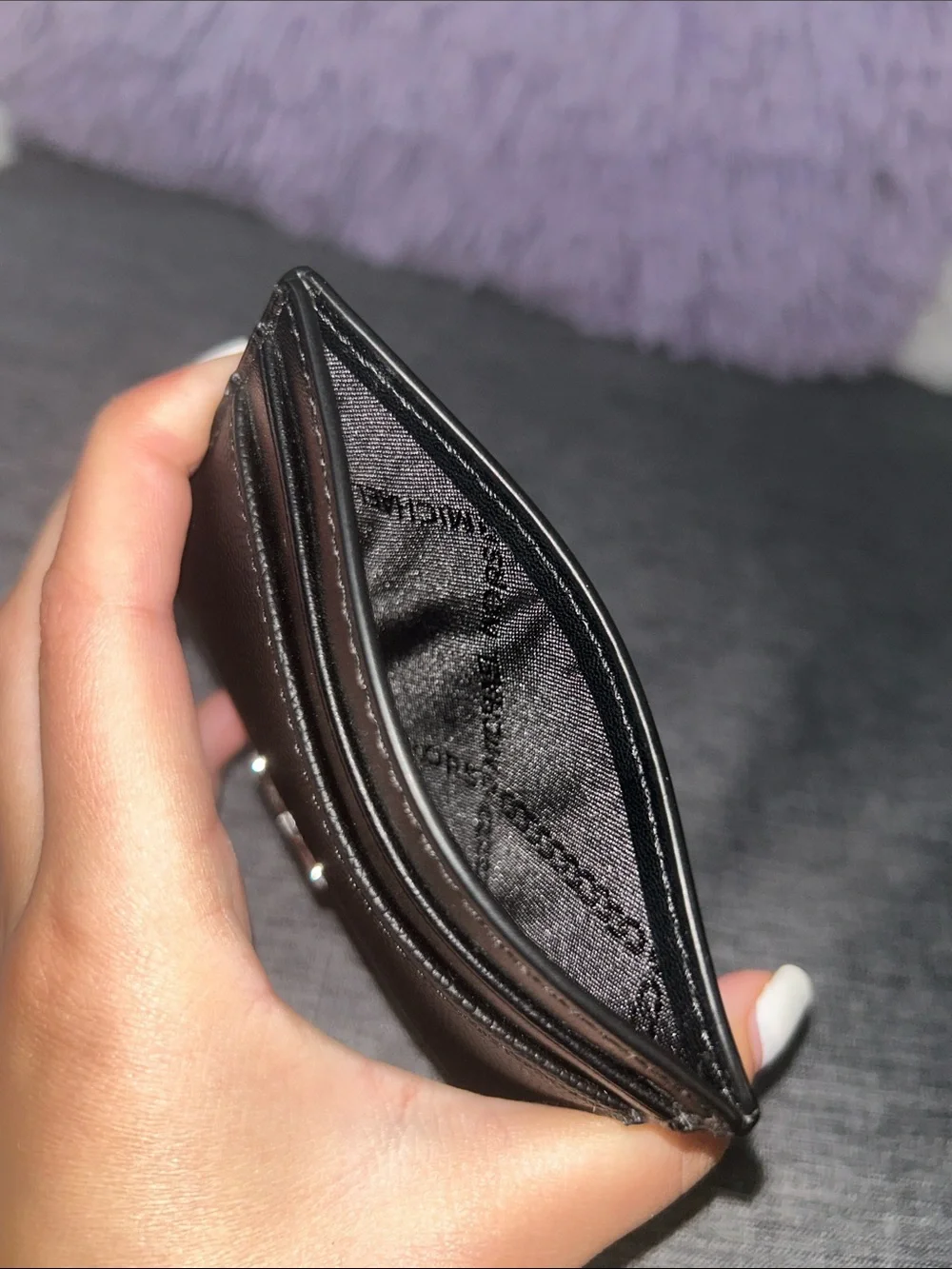 Michael Kors Black Leather MK Logo Card Holder